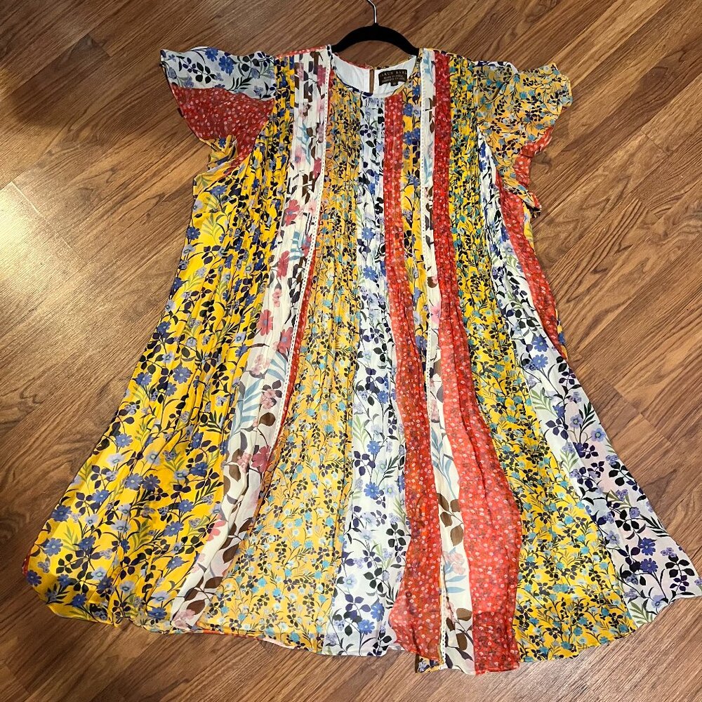 Varun Bahl multi-floral, flutter sleeve, shift mini - 1X